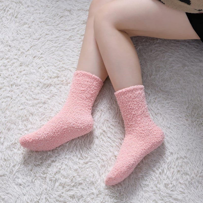 LINEMIN Womens Fuzzy Socks Cozy Fluffy Winter Warm Slipper Socks Microfiber Soft Home Sleeping Socks - Image 2